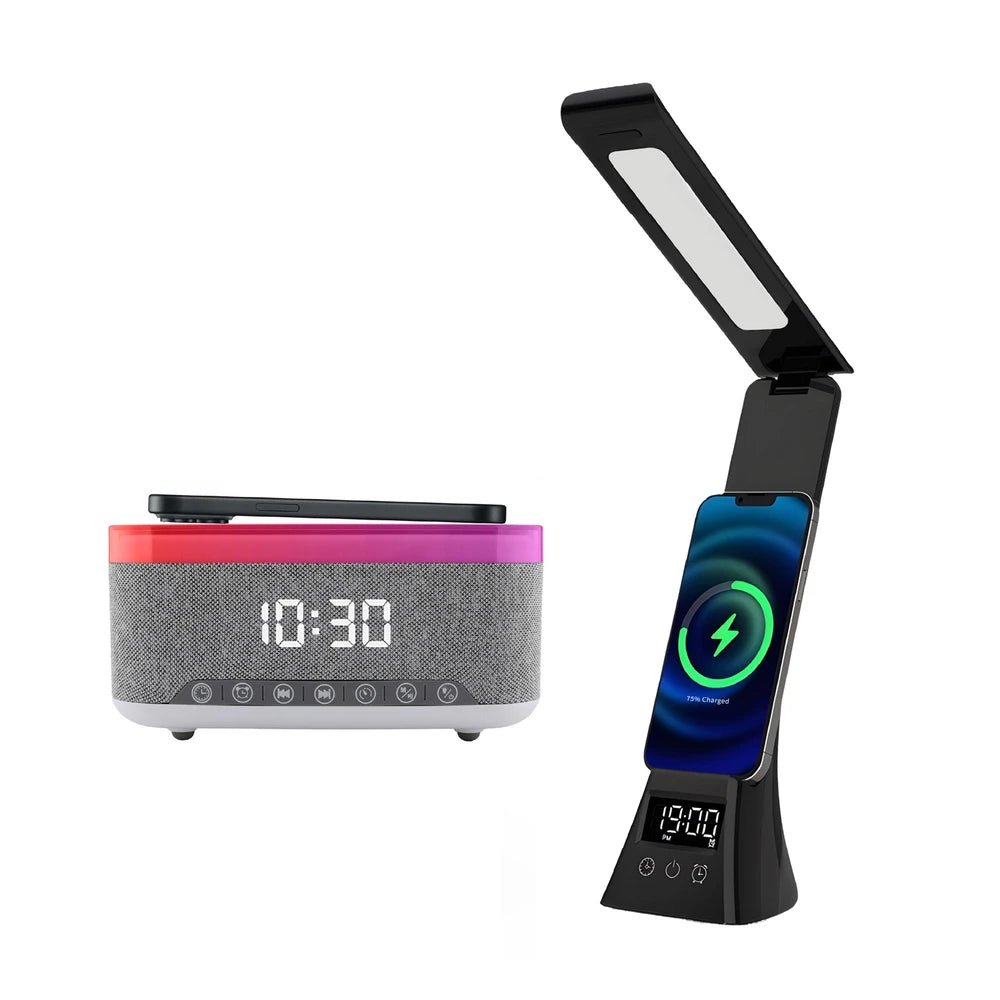 2-in-1 Charging & Illumination Set – Wireless Charging Alarm Clock Speaker + LED Desk Lamp Charger by Glow Together | Electronics ``