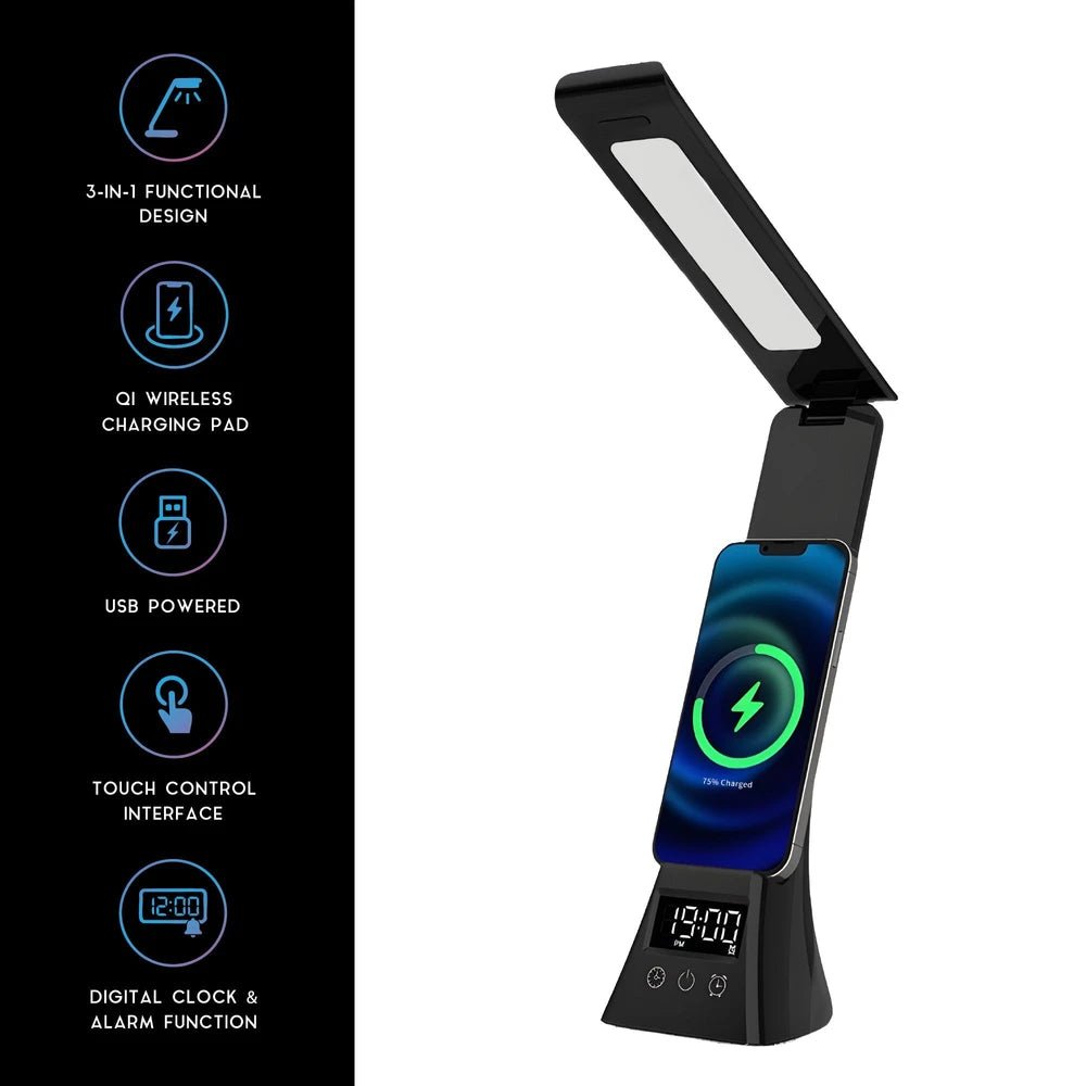 2-in-1 Charging & Illumination Set – Wireless Charging Alarm Clock Speaker + LED Desk Lamp Charger by Glow Together | Electronics ``