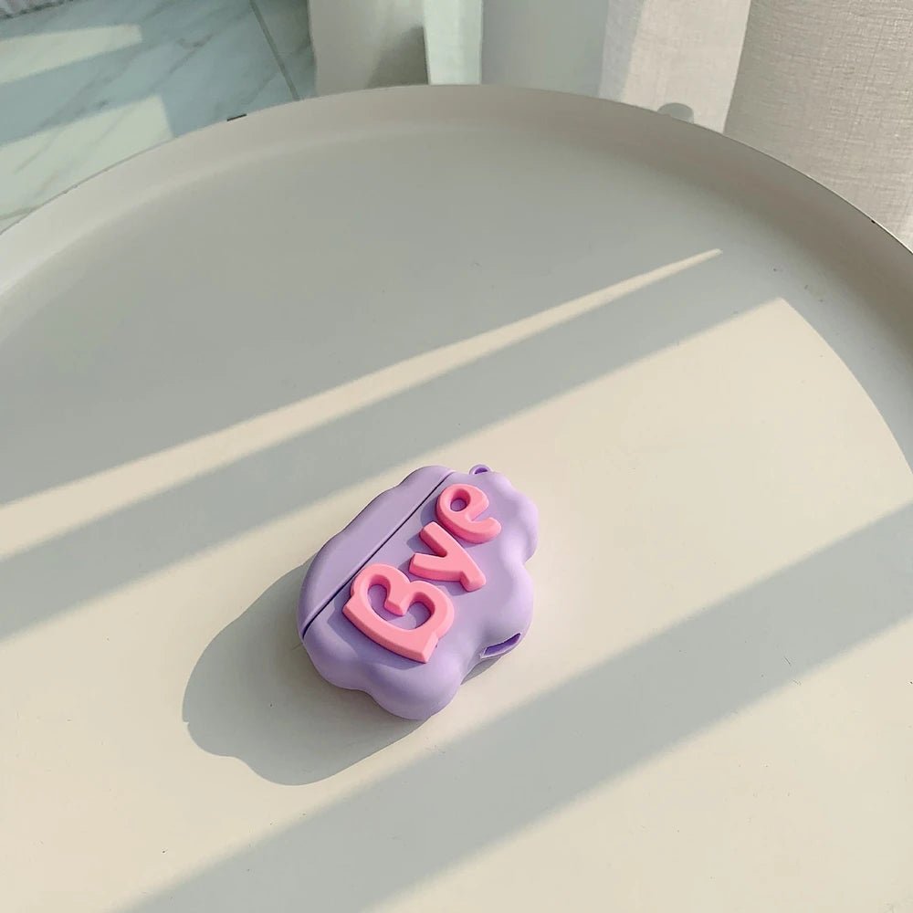 AirPod 2 Case 3D HI BYE Cloud Letter Cartoon Soft Silicone Wireless Earphone Cases For Airpods Case Cute Cover by Glow Together | Earbuds ``