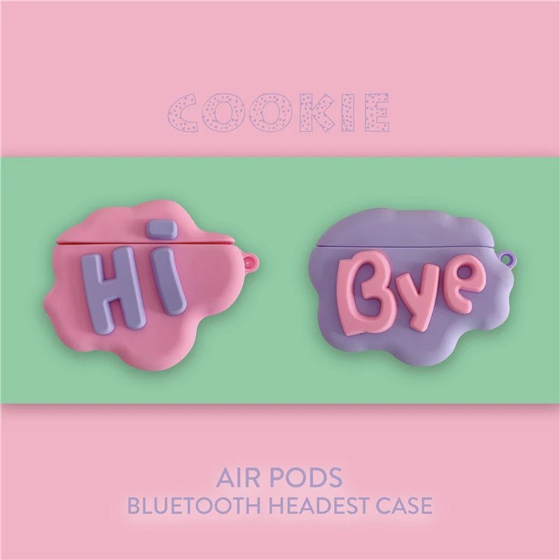 AirPod 2 Case 3D HI BYE Cloud Letter Cartoon Soft Silicone Wireless Earphone Cases For Airpods Case Cute Cover by Glow Together | Earbuds ``
