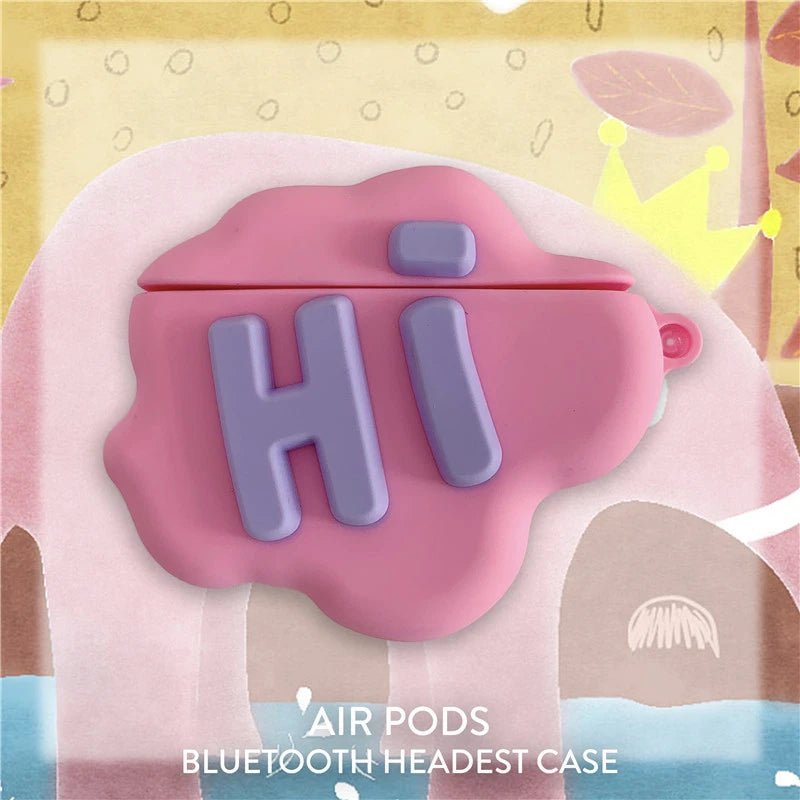 AirPod 2 Case 3D HI BYE Cloud Letter Cartoon Soft Silicone Wireless Earphone Cases For Airpods Case Cute Cover by Glow Together | Earbuds ``