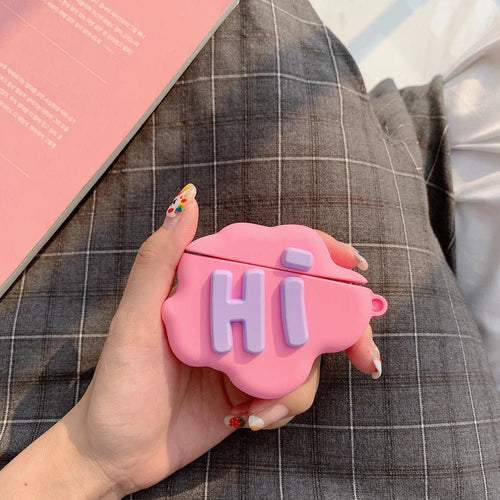 AirPod 2 Case 3D HI BYE Cloud Letter Cartoon Soft Silicone Wireless Earphone Cases For Airpods Case Cute Cover by Glow Together | Earbuds ``