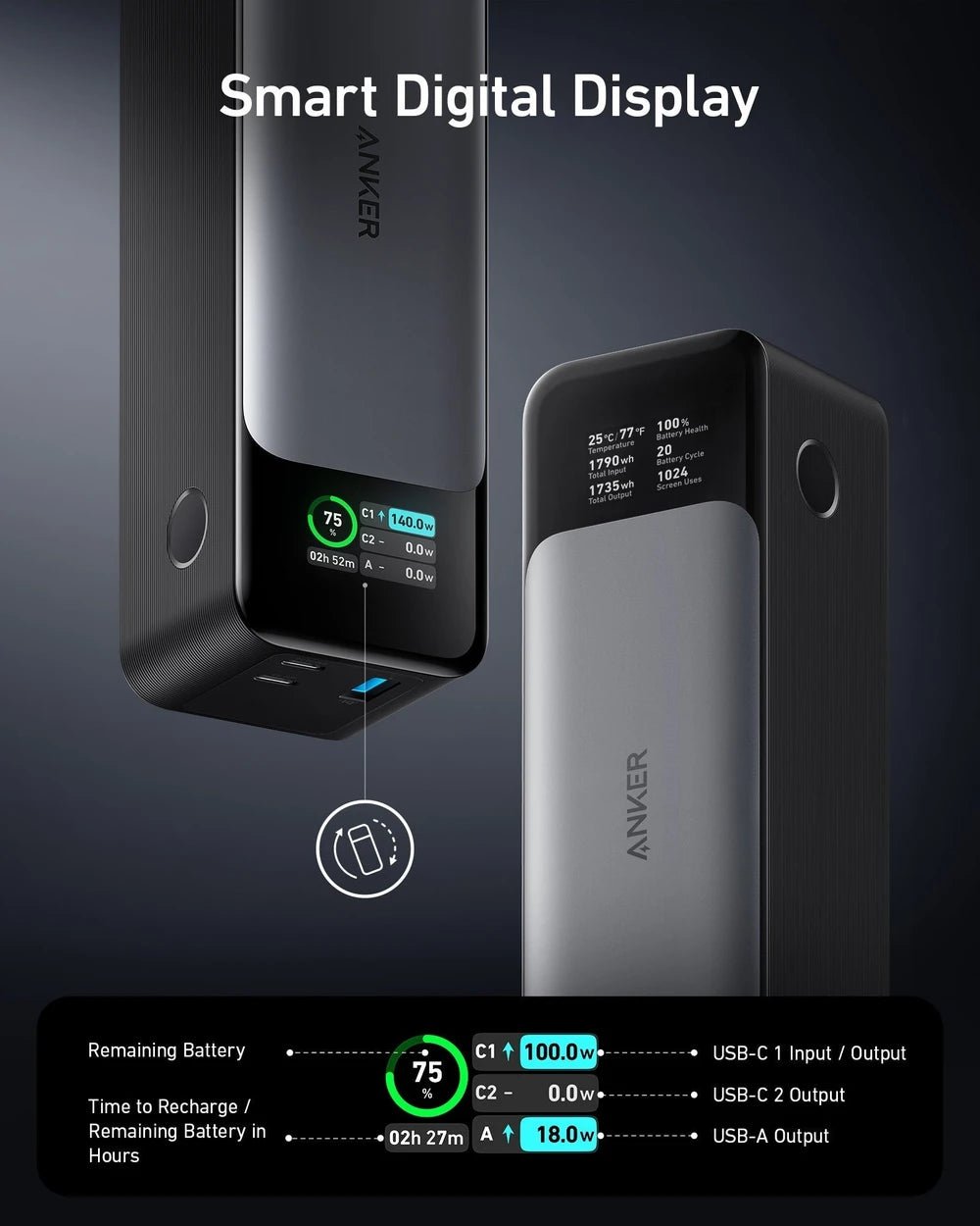 Anker 737 Power Bank (PowerCore 24K) by Glow Together | charging only ``