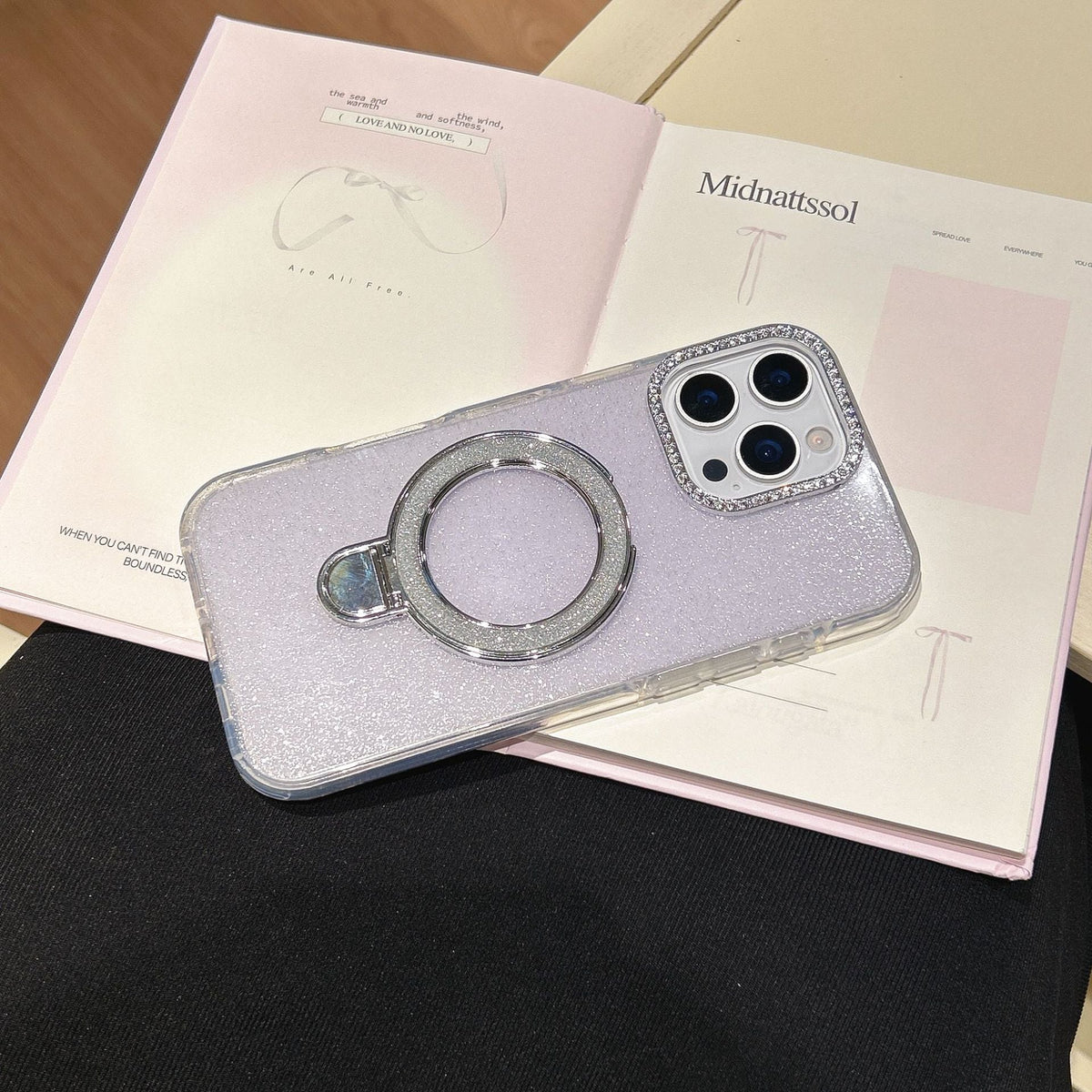 Epoxy Gradient Glitter With Rotating Bracket Mobile Phone Cases by Glow Together | phone cases ``