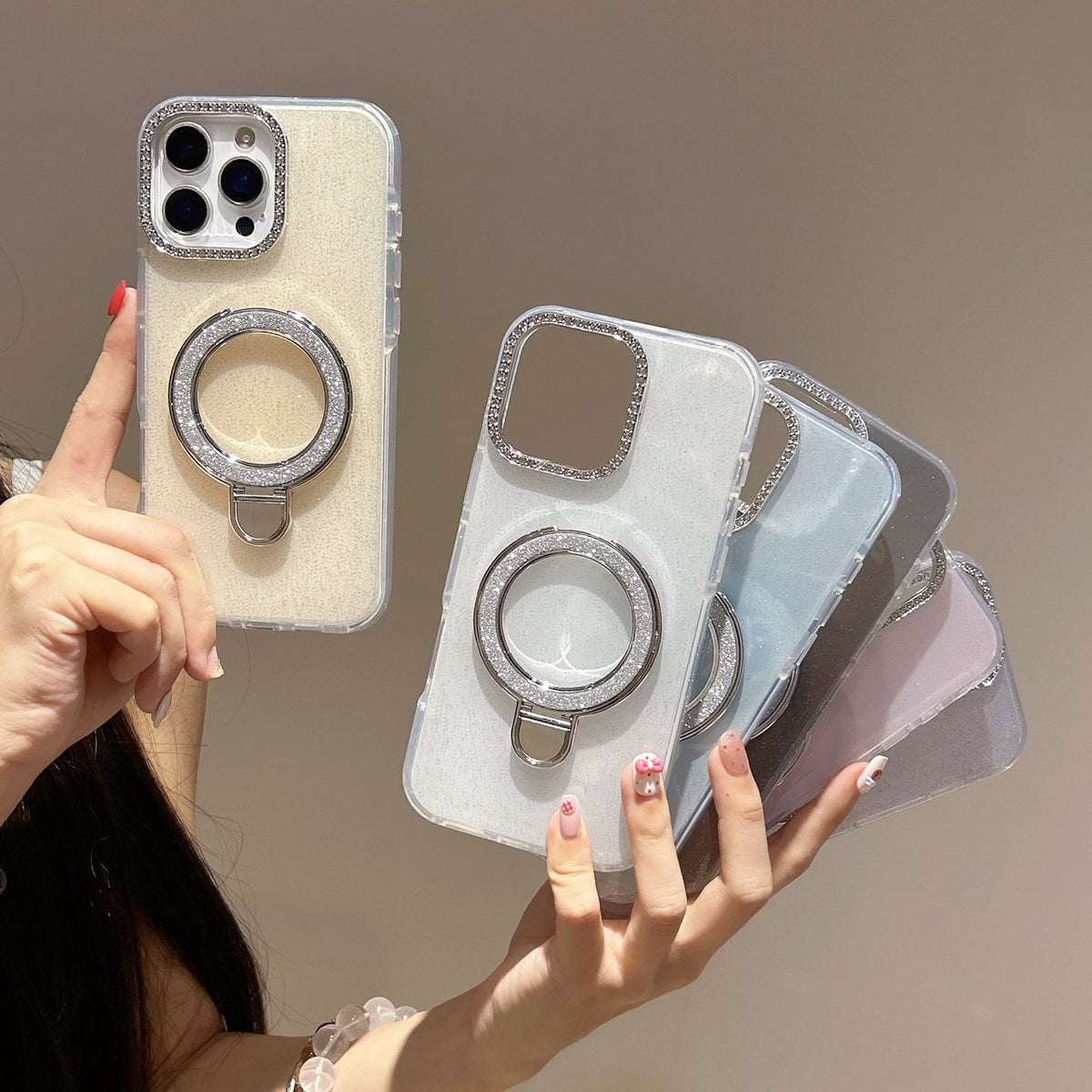 Epoxy Gradient Glitter With Rotating Bracket Mobile Phone Cases by Glow Together | phone cases ``