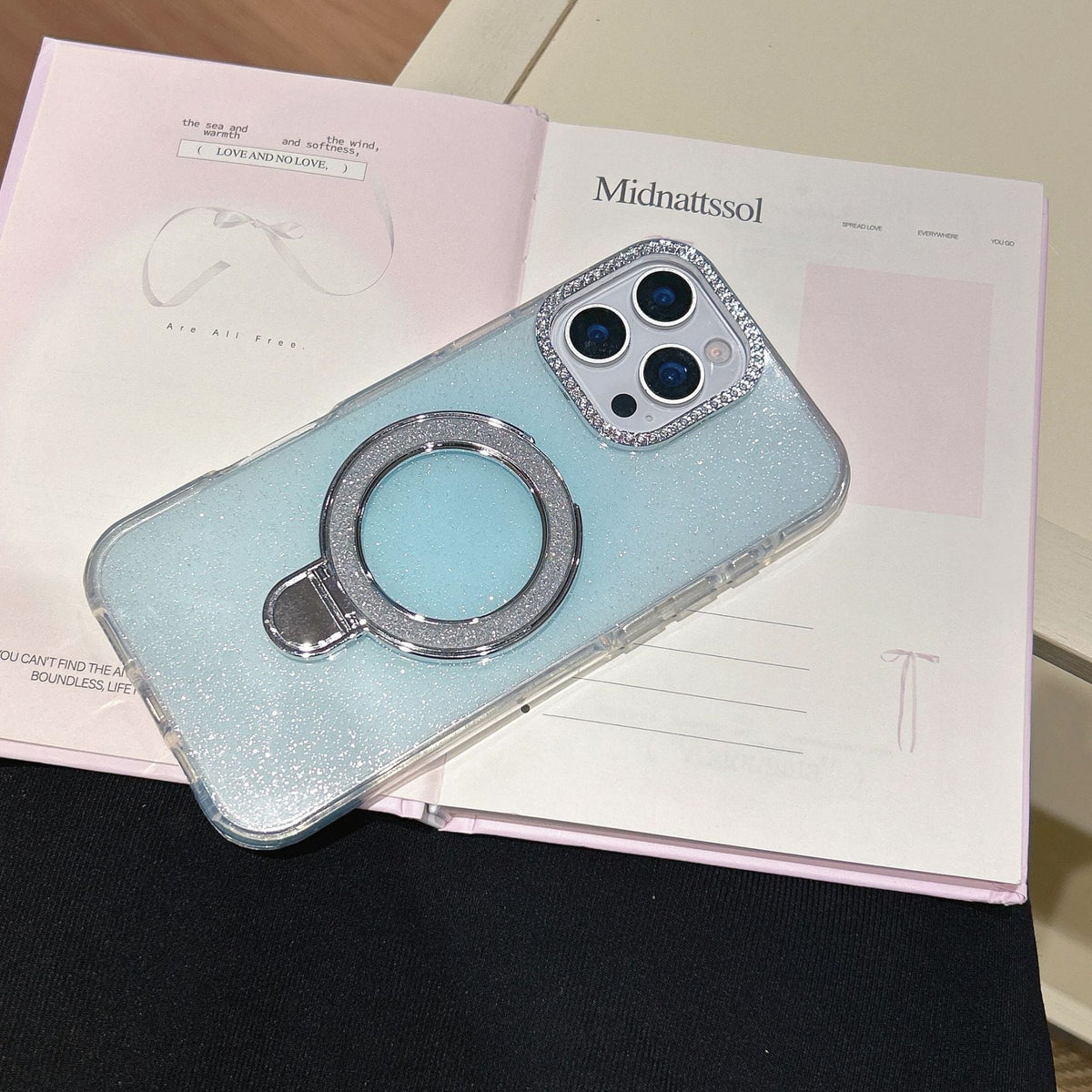 Epoxy Gradient Glitter With Rotating Bracket Mobile Phone Cases by Glow Together | phone cases ``