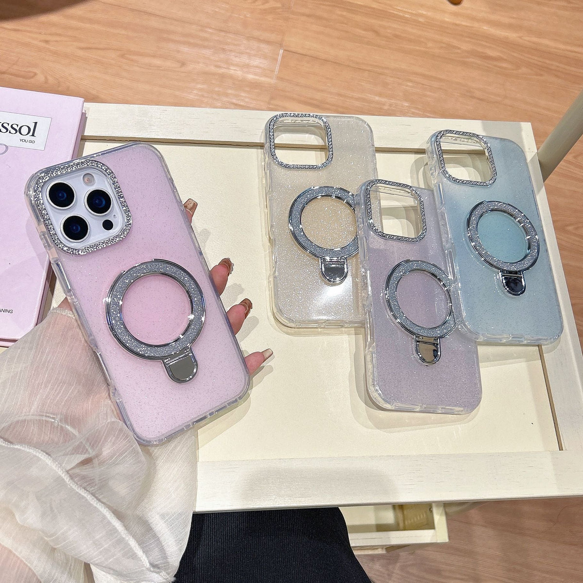 Epoxy Gradient Glitter With Rotating Bracket Mobile Phone Cases by Glow Together | phone cases ``