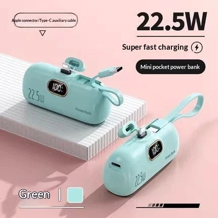 Pocket Capsule Mini Power Bank with Built-in Cable by Glow Together | Phone Accessories ``