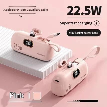 Pocket Capsule Mini Power Bank with Built-in Cable by Glow Together | Phone Accessories ``