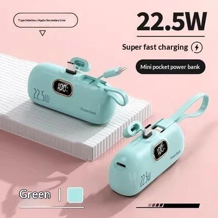 Pocket Capsule Mini Power Bank with Built-in Cable by Glow Together | Phone Accessories ``