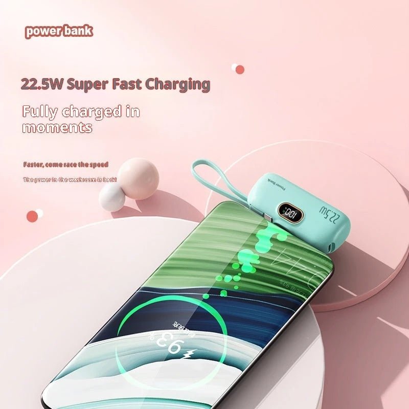 Pocket Capsule Mini Power Bank with Built-in Cable by Glow Together | Phone Accessories ``
