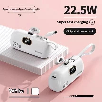 Pocket Capsule Mini Power Bank with Built-in Cable by Glow Together | Phone Accessories ``
