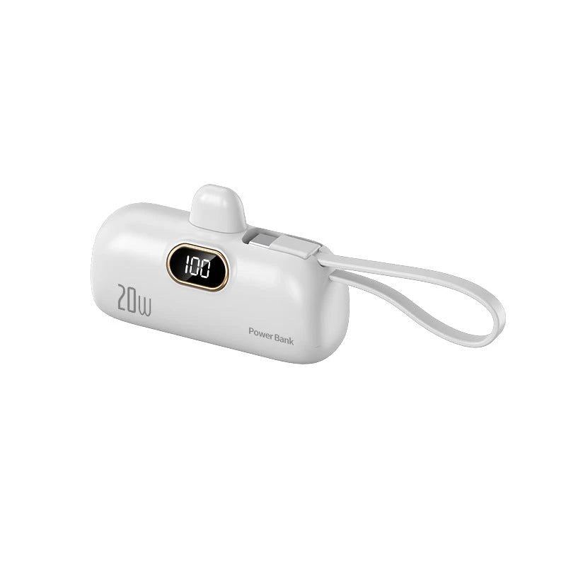 Pocket Capsule Mini Power Bank with Built-in Cable by Glow Together | Phone Accessories ``