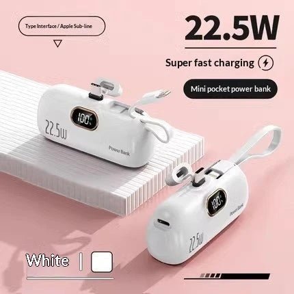 Pocket Capsule Mini Power Bank with Built-in Cable by Glow Together | Phone Accessories ``