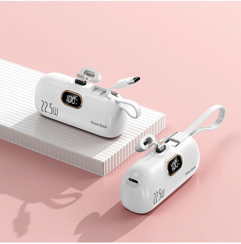 Pocket Capsule Mini Power Bank with Built-in Cable by Glow Together | Phone Accessories ``