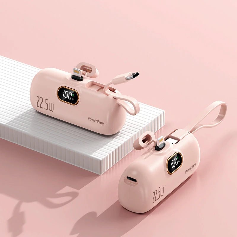 Pocket Capsule Mini Power Bank with Built-in Cable by Glow Together | Phone Accessories ``