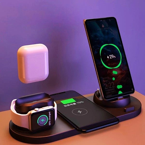 Wireless Charger For IPhone Fast Charger For Phone Fast Charging Pad For Phone Watch 6 In 1 Charging Dock Station by Glow Together | Phone Accessories ``