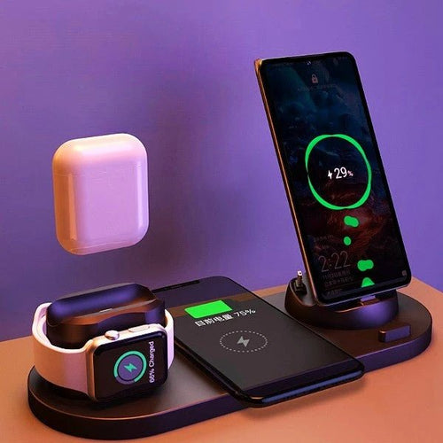 Wireless Charger For IPhone Fast Charger For Phone Fast Charging Pad For Phone Watch 6 In 1 Charging Dock Station by Glow Together | Phone Accessories ``