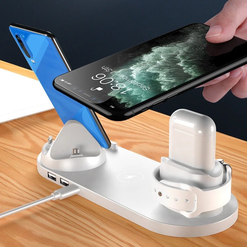 Wireless Charger For IPhone Fast Charger For Phone Fast Charging Pad For Phone Watch 6 In 1 Charging Dock Station by Glow Together | Phone Accessories ``